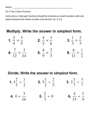 Ch 2 Test 2 Extra Practice