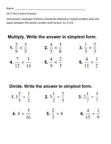 Ch 2 Test 2 Extra Practice