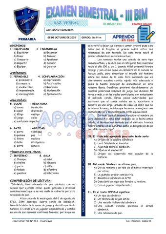 Exam. 3er Bim - 6to de Primaria