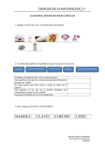 La materia: sustancias puras y mezclas