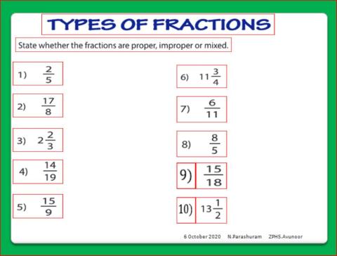 Types of fractions