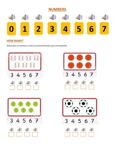 Numbers 0 - 7