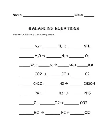 Balancing Chemical Equation