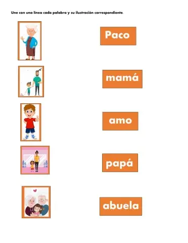 Une la palabra con la imagen correspondiente