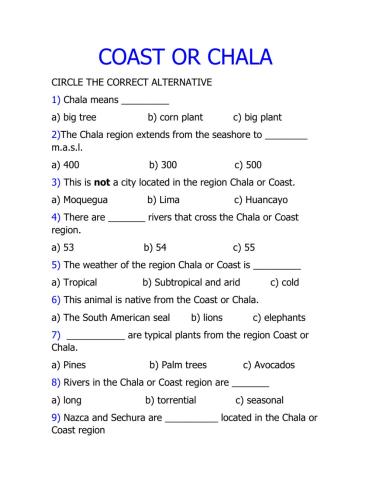 Chala or coast in Peru