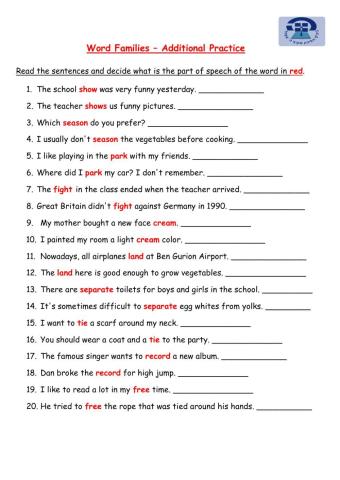 Word Families - Additional Practice