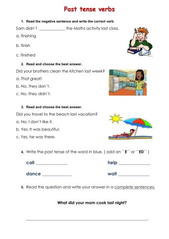 Regular past tense verbs