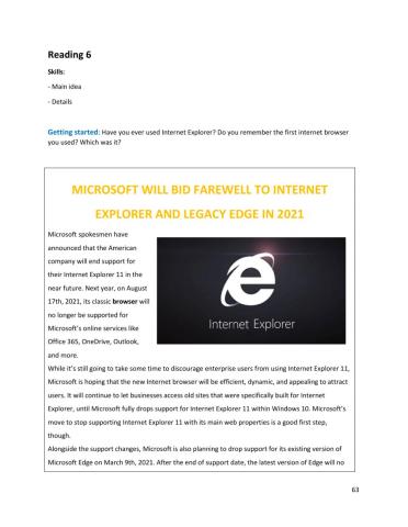 Reading 6 Microsoft will bid farewell to Internet Explorer and Legacy Edge in 2021