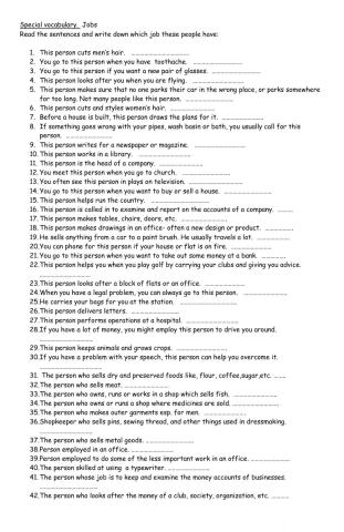 Special vocabulary: Jobs