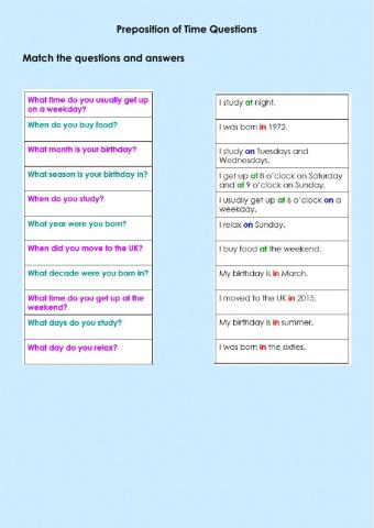 Preposition of time questions