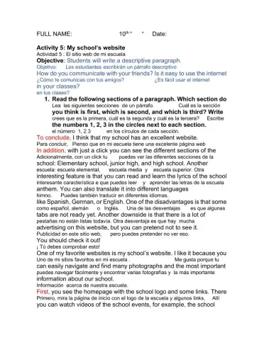 Activity 5: My school’s website