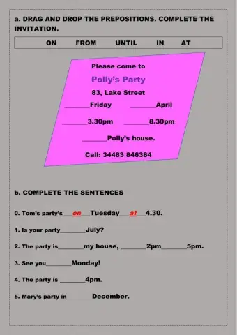 Complete the Invitation and the sentences