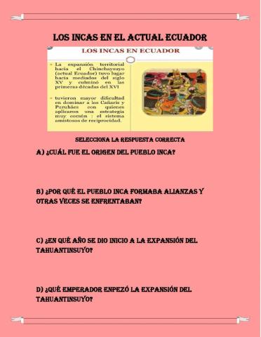 Los Incas en el Actual Ecuador