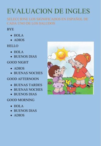 Evaluacion de ingles