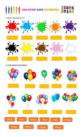 Vocabulary colors and numbers