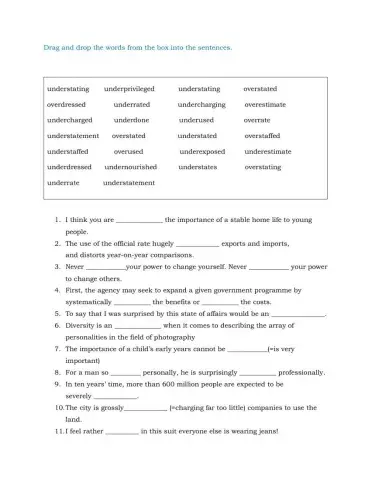 -Under- -Over- : Prefixes Class Practice - C2