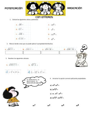 Potencia y raíz de enteros