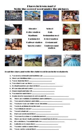 Places in town: part 2 - write the correct words in the boxes