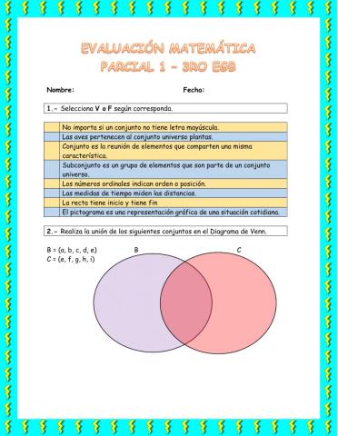 Evaluación Matemática 3ro - Parcial 1