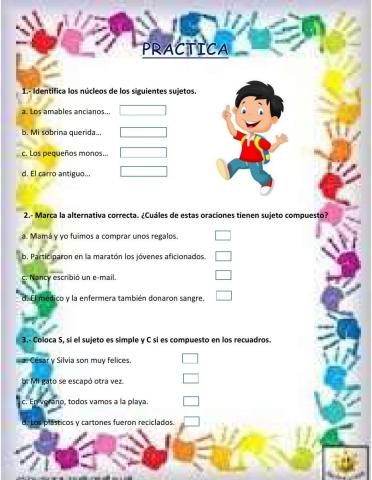 El sujeto: núcleo, clases.