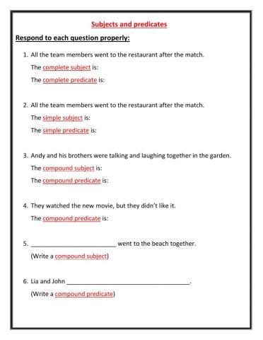 Subjects and predicates