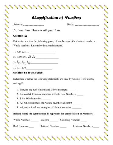 Classification of Numbers