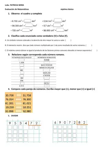 Evaluacion de matematicas