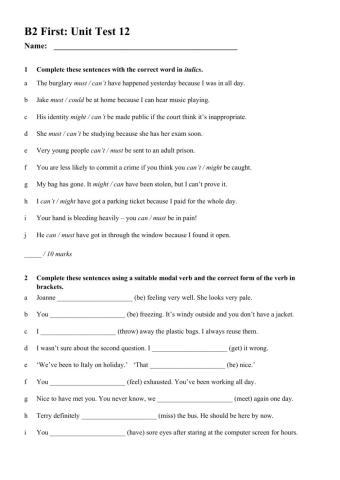 B2 First - Unit Test 12