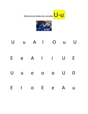 Sopa de letras para encontrar la vocal U-u