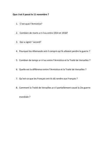 Que s'est-il passé le 11 novembre