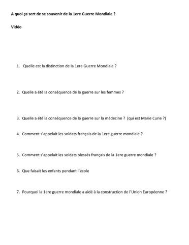 Pourquoi se souvenir de la 1ere Guerre Mondiale