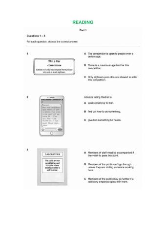 Reading Part 1