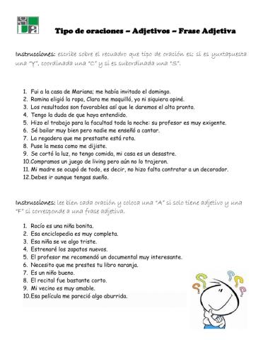 TIPOS DE ORACIONES - ADJETIVOS - FRASE ADJETIVA
