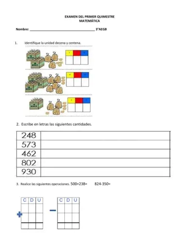 Matemáticas primer quimestre