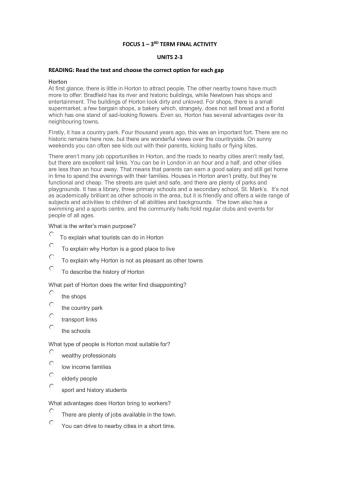 Focus 1 - 3rd term activity