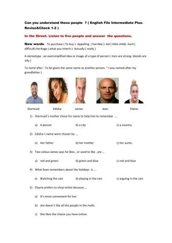 English File Intermediate Plus . Listening Units 1 and 2