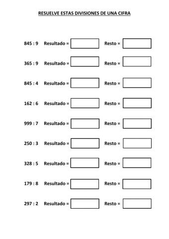Divisiones de una cifra