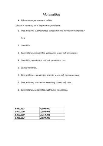 Números  mayores   que  un millón