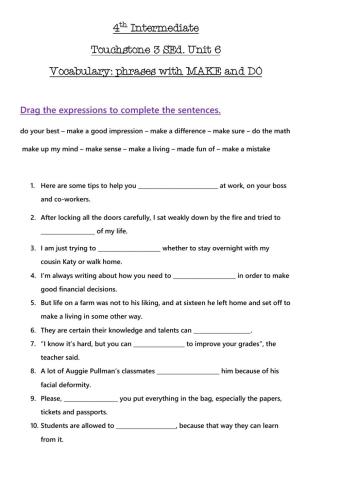 Phrases with make and do