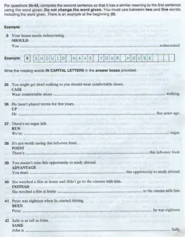 FCE Sentence transformation practice
