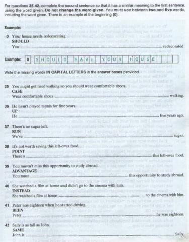 FCE Sentence transformation practice
