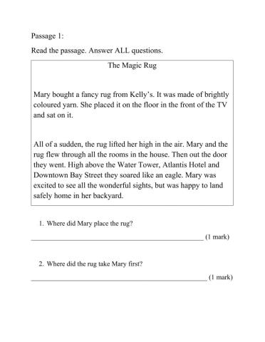 Grade 3 Reading Comprehension Assessment