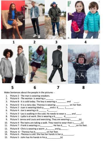 Clothing vocabulary Sentences