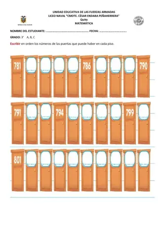 Relaciones de secuencia y orden hasta 999