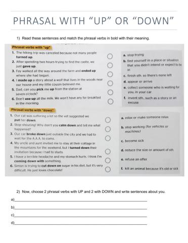 Phrasal verb wth UP and DOWN