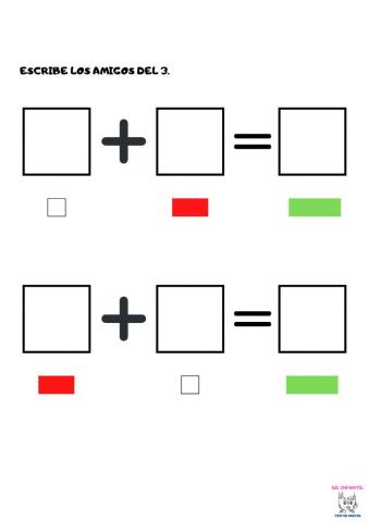 Números amigos del 3. Regletas Cuisenaire