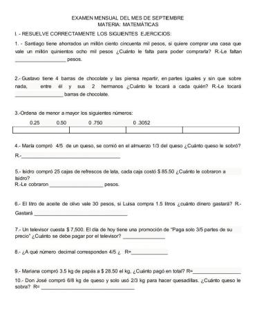 Examen de matematicas