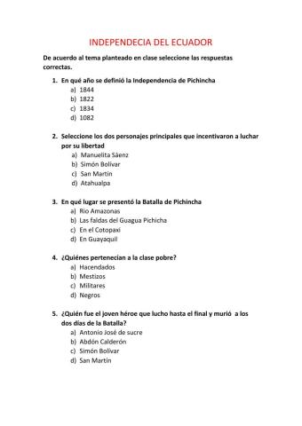 Independencia de pichincha