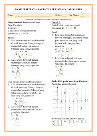 Prasyarat Persamaan Garis Lurus