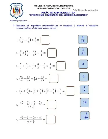 Operaciones combinadas con racionales